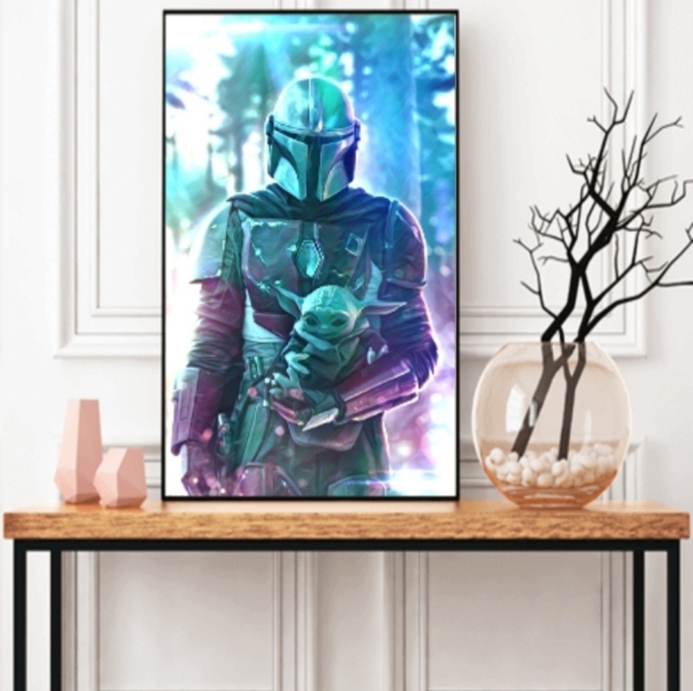 The mandalorian and baby yoda poster